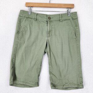 LOFT Shorts Womens 6 Green Chino Twill Stretch Casual Summer Classic Ann Taylor